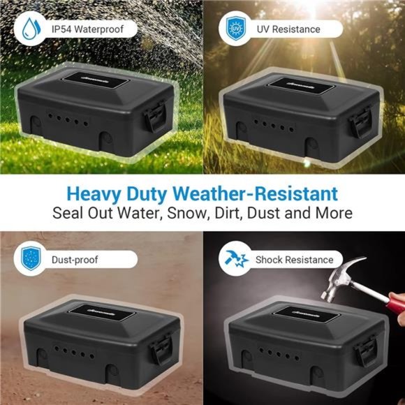 Outdoor Electrical Box, Waterproof Power Cord Protector, Black - Picture 3 of 7